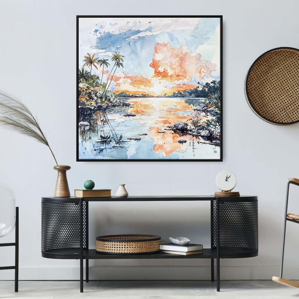 03 - Large Biscayne National Park Watercolor - Square Canvas Print in Midcentury Corner.jpg 03 - Large Biscayne National Park Watercolor - Square Canvas Print in Midcentury Corner.jpg