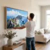 03 - Man Hanging Channel Island National Park Watercolor - Panorama Canvas Wall art with Black Floater Frame.jpg