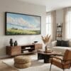 03 - Wind Cave National Park Panorama Watercolor Canvas Print with Black Floater Frame - Mid Century Room.jpg