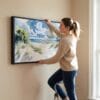 03 - Woman Hanging Indiana Dunes National Park Watercolor - Panorama Canvas Wall art with Black Floater Frame.jpg