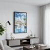 04 - Black Framed Florida Watercolor Canvas Print - Contemporary Living Room - Vertical.jpg