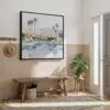 04 - Framed Abstract Palm Springs Square Watercolor Canvas Print - Hallway.jpg