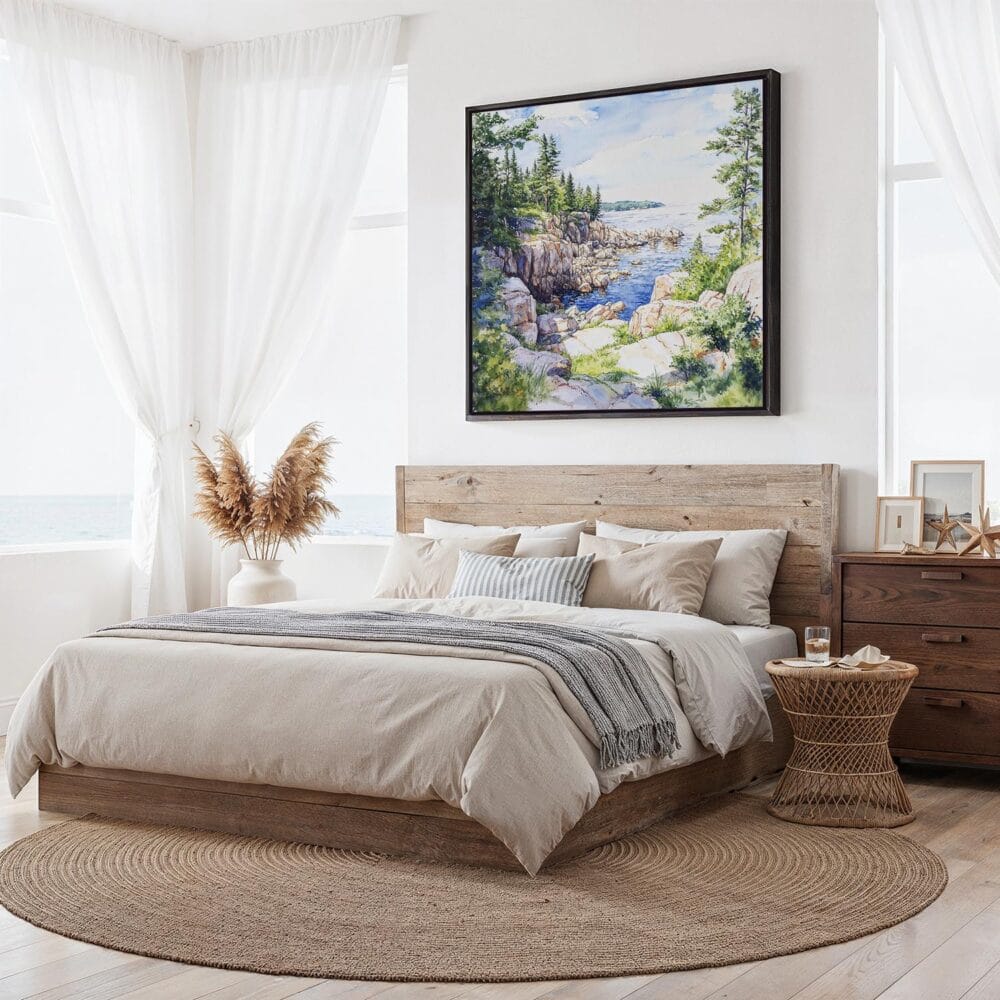 04 - Framed Acadia National Park Watercolor Style - Square Canvas Print - Bedroom.jpg 04 - Framed Acadia National Park Watercolor Style - Square Canvas Print - Bedroom.jpg