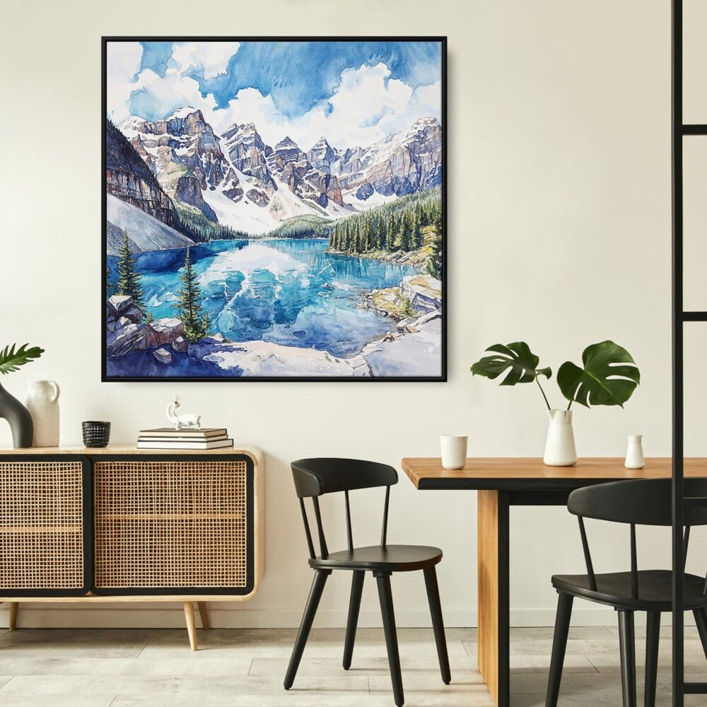 04 - Framed Banff National Park Watercolor Style - Square Canvas Print - Boho Kitchen.jpg 04 - Framed Banff National Park Watercolor Style - Square Canvas Print - Boho Kitchen.jpg
