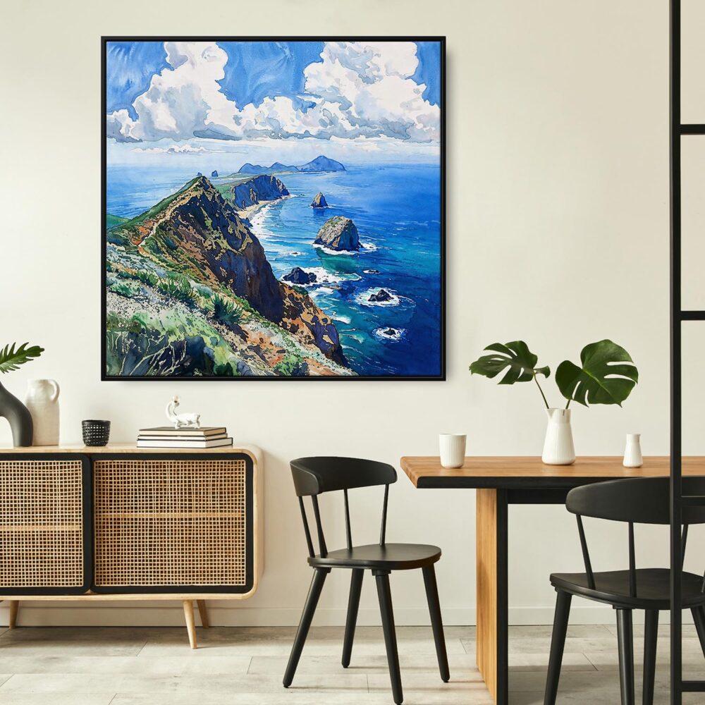 04 - Framed Channel Island Watercolor - Square Canvas Print - Boho Kitchen.jpg 04 - Framed Channel Island Watercolor - Square Canvas Print - Boho Kitchen.jpg