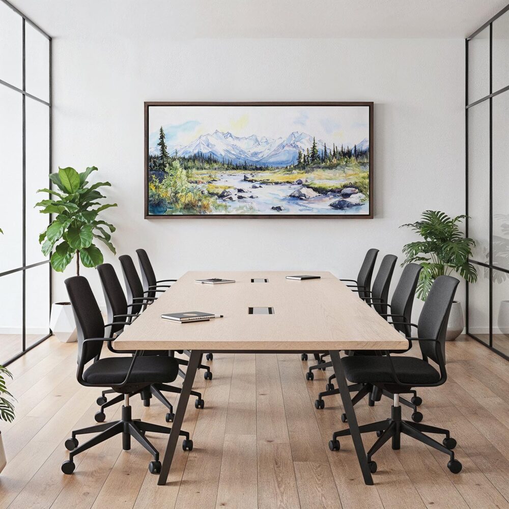 04 - Framed Denali National Park Watercolor - Panorama Canvas Print - Office.jpg 04 - Framed Denali National Park Watercolor - Panorama Canvas Print - Office.jpg