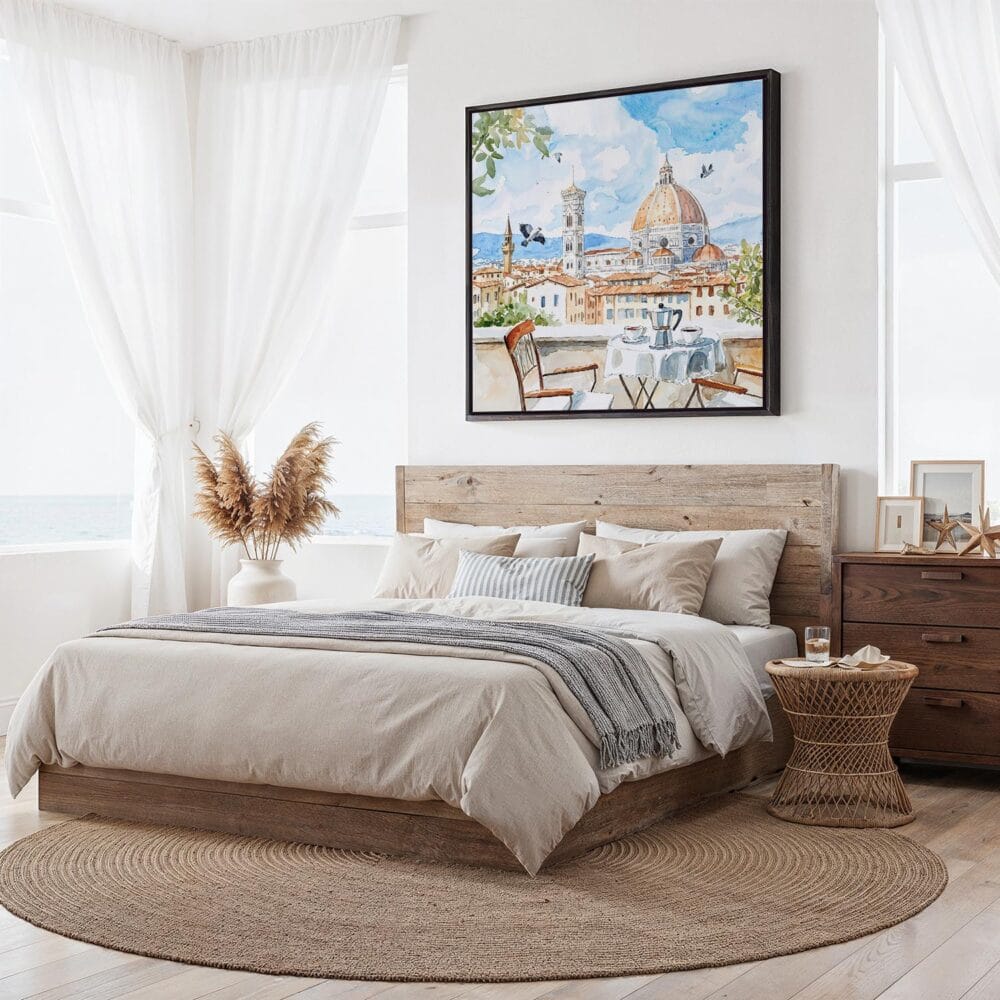 04 - Framed Florence Cathedral Watercolor - Square Canvas Print - Bedroom.jpg 04 - Framed Florence Cathedral Watercolor - Square Canvas Print - Bedroom.jpg