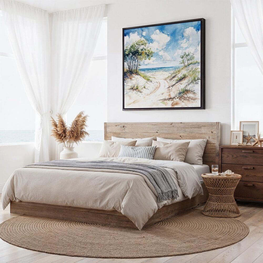 04 - Framed Indiana Dunes National Park Watercolor - Square Canvas Print - Bedroom.jpg 04 - Framed Indiana Dunes National Park Watercolor - Square Canvas Print - Bedroom.jpg