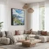 04 - Framed Lake Garda Italy Square Watercolor Canvas Print - Boho Living Room.jpg