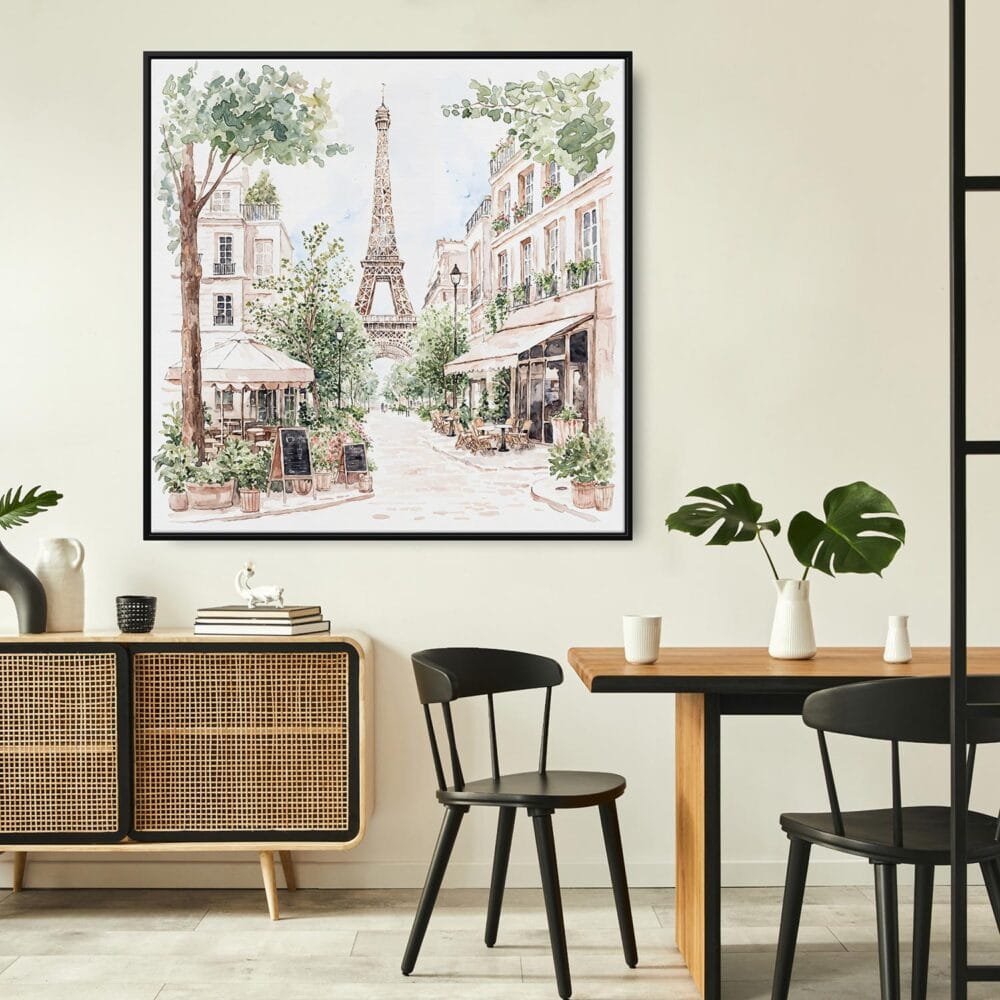 04 - Framed Paris Cafe and Eiffel Tower Watercolor - Square Canvas Print - Boho Kitchen.jpg 04 - Framed Paris Cafe and Eiffel Tower Watercolor - Square Canvas Print - Boho Kitchen.jpg