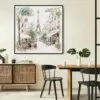 04 - Framed Paris Cafe and Eiffel Tower Watercolor - Square Canvas Print - Boho Kitchen.jpg
