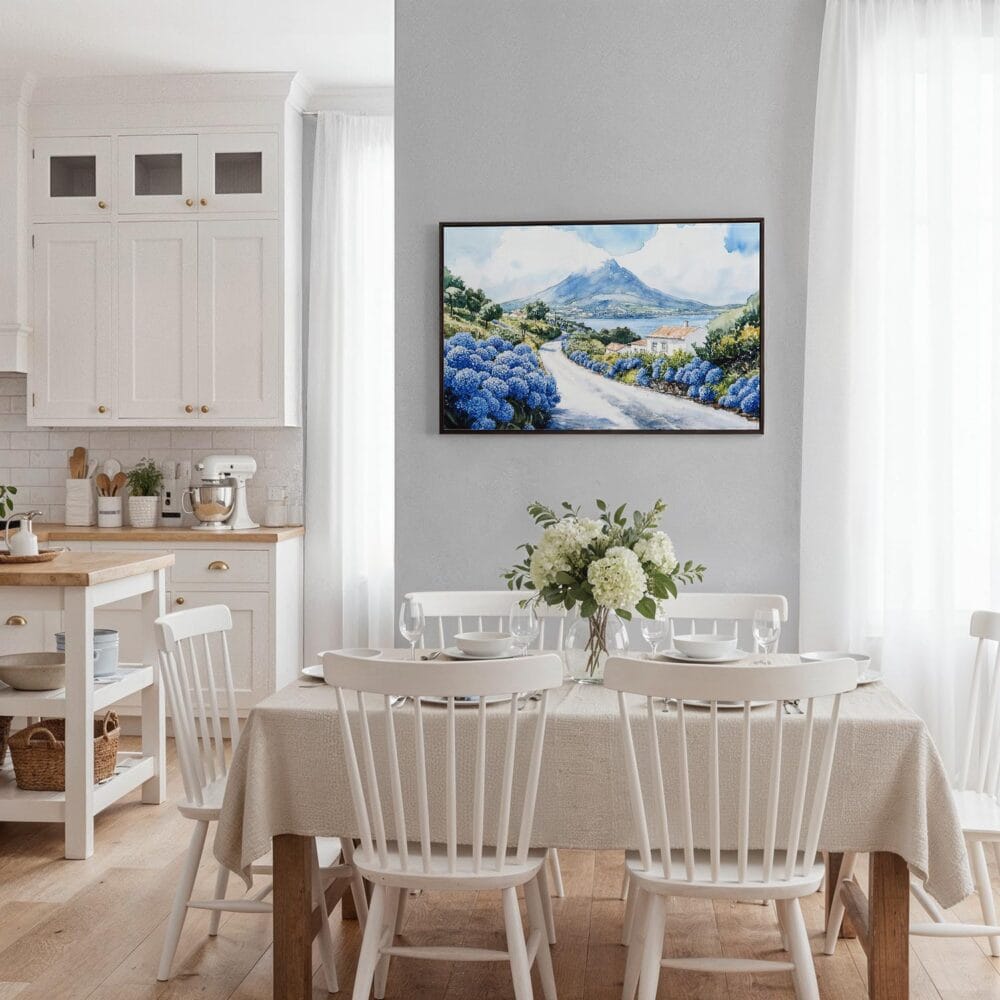 04 - Framed Pico Island Portugal Watercolor - Horizontal Canvas Print - Coastal Kitchen.jpg 04 - Framed Pico Island Portugal Watercolor - Horizontal Canvas Print - Coastal Kitchen.jpg