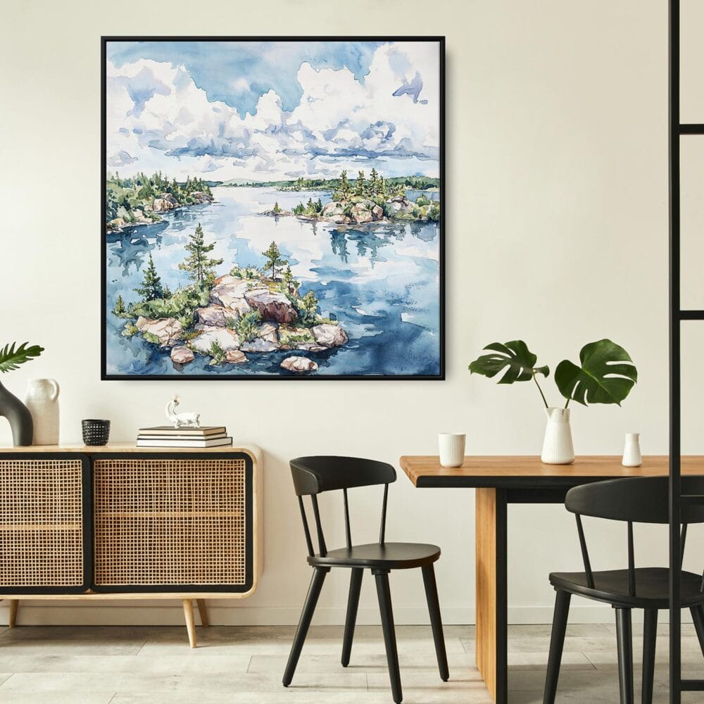 04 - Framed Voyageurs National Park Watercolor - Square Canvas Print - Boho Kitchen.jpg 04 - Framed Voyageurs National Park Watercolor - Square Canvas Print - Boho Kitchen.jpg