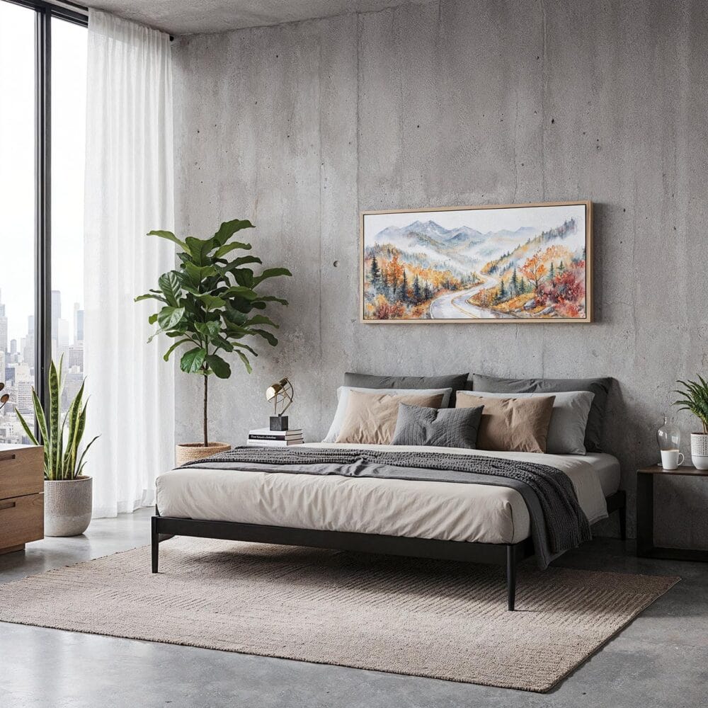04 - Framed White Mountains New Hempshire Watercolor - Panorama Canvas Print - Modern Living Room.jpg 04 - Framed White Mountains New Hempshire Watercolor - Panorama Canvas Print - Modern Living Room.jpg