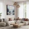 04 - Framed Yellowstone National Park Watercolor Style - Square Canvas Print - Boho Living Room.jpg
