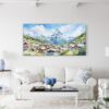 04 - Framed Zermatt Switzerland Watercolor - Panorama Canvas Print - Coastal Living Room.jpg