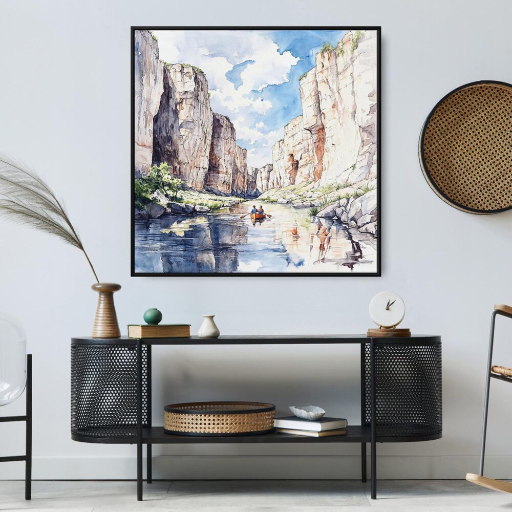 04 - Large Big Bend National Park Watercolor - Square Canvas Print in Midcentury Corner.jpg 04 - Large Big Bend National Park Watercolor - Square Canvas Print in Midcentury Corner.jpg