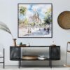04 - Large Sagrada familia Watercolor - Square Canvas Print in Midcentury Corner.jpg