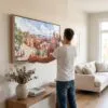 04 - Man Hanging Bryce Canyon National Park Watercolor - Panorama Canvas Wall art with Black Floater Frame.jpg