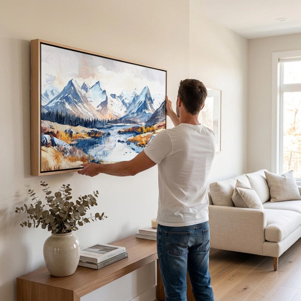 04 - Man Hanging Gates of the Arctic National Park Watercolor - Panorama Canvas Wall art with Black Floater Frame.jpg 04 - Man Hanging Gates of the Arctic National Park Watercolor - Panorama Canvas Wall art with Black Floater Frame.jpg