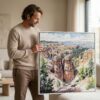 04 - Man holding Large Framed Bryce Canyon National Park Watercolor - Square Canvas Print.jpg
