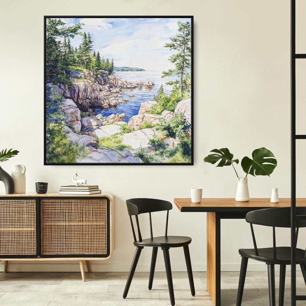 05 - Framed Acadia National Park Watercolor Style - Square Canvas Print - Boho Kitchen.jpg 05 - Framed Acadia National Park Watercolor Style - Square Canvas Print - Boho Kitchen.jpg