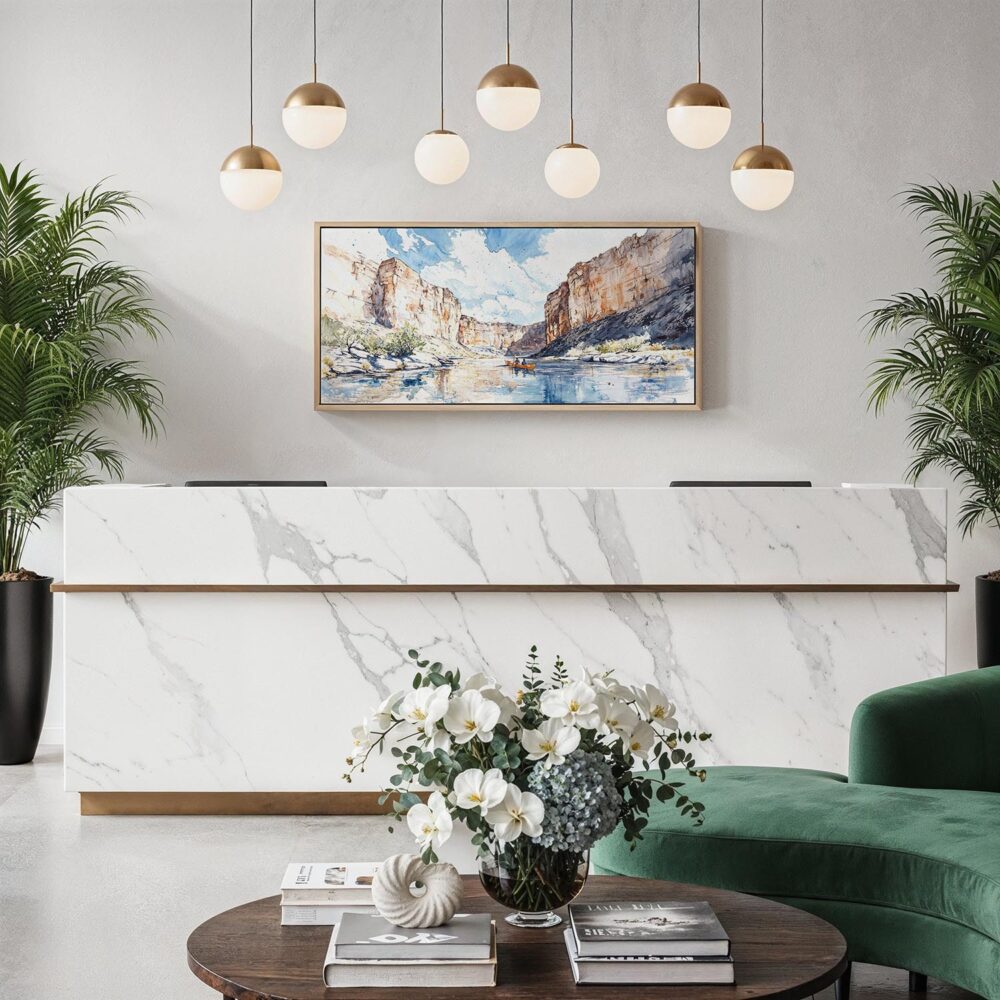 05 - Framed Big Bend National Park Watercolor - Panorama Canvas Print - Hotel Lobby.jpg 05 - Framed Big Bend National Park Watercolor - Panorama Canvas Print - Hotel Lobby.jpg