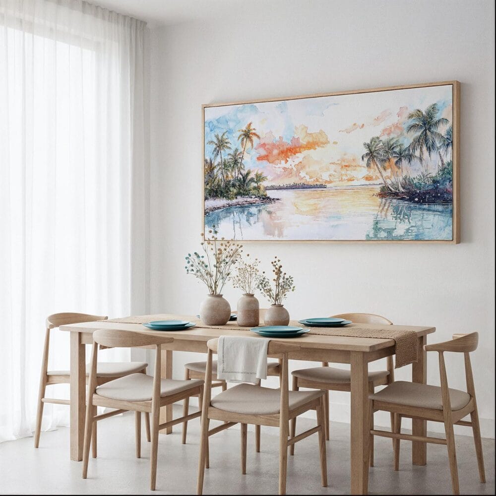 05 - Framed Biscayne National Park Watercolor - Panorama Canvas Print - Dining Table.jpg 05 - Framed Biscayne National Park Watercolor - Panorama Canvas Print - Dining Table.jpg