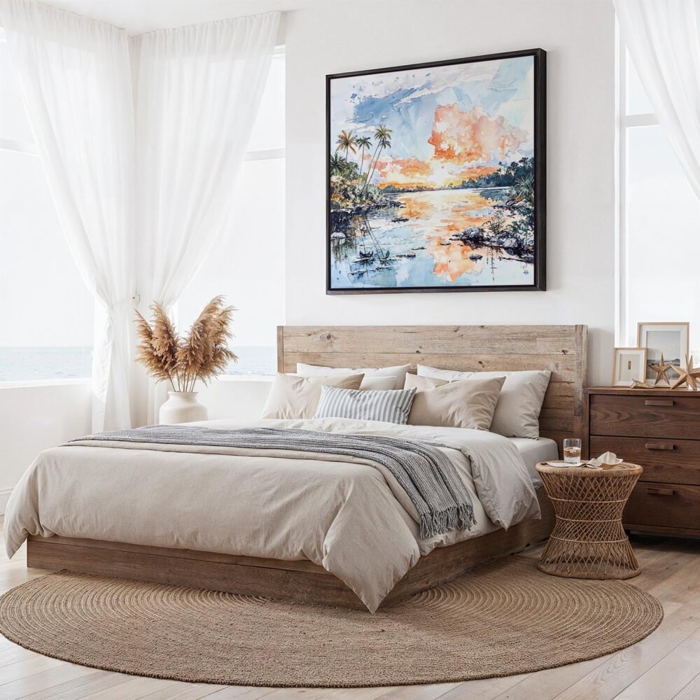 05 - Framed Biscayne National Park Watercolor - Square Canvas Print - Bedroom.jpg 05 - Framed Biscayne National Park Watercolor - Square Canvas Print - Bedroom.jpg