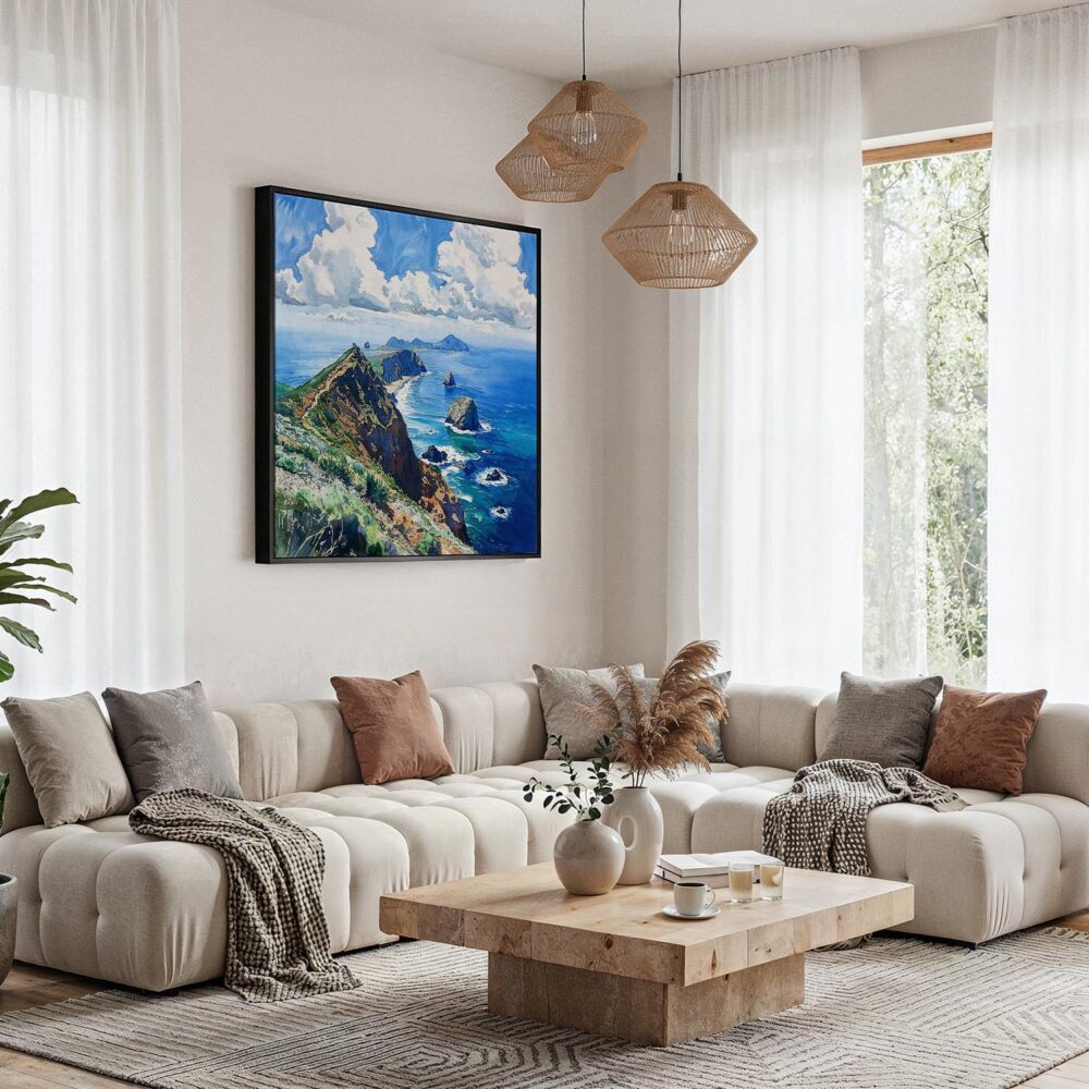 05 - Framed Channel Island Watercolor - Square Canvas Print - Boho Living Room.jpg 05 - Framed Channel Island Watercolor - Square Canvas Print - Boho Living Room.jpg