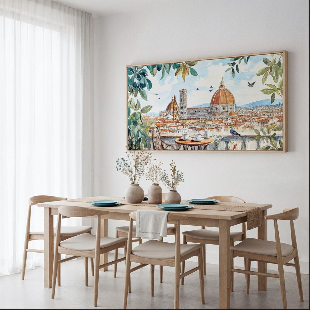 05 - Framed Coffee in Florence Italy Watercolor - Panorama Canvas Print - Dining Table.jpg 05 - Framed Coffee in Florence Italy Watercolor - Panorama Canvas Print - Dining Table.jpg