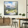 05 - Framed Colorado Rocky Mountains Watercolor - Square Canvas Print - Boho Kitchen.jpg