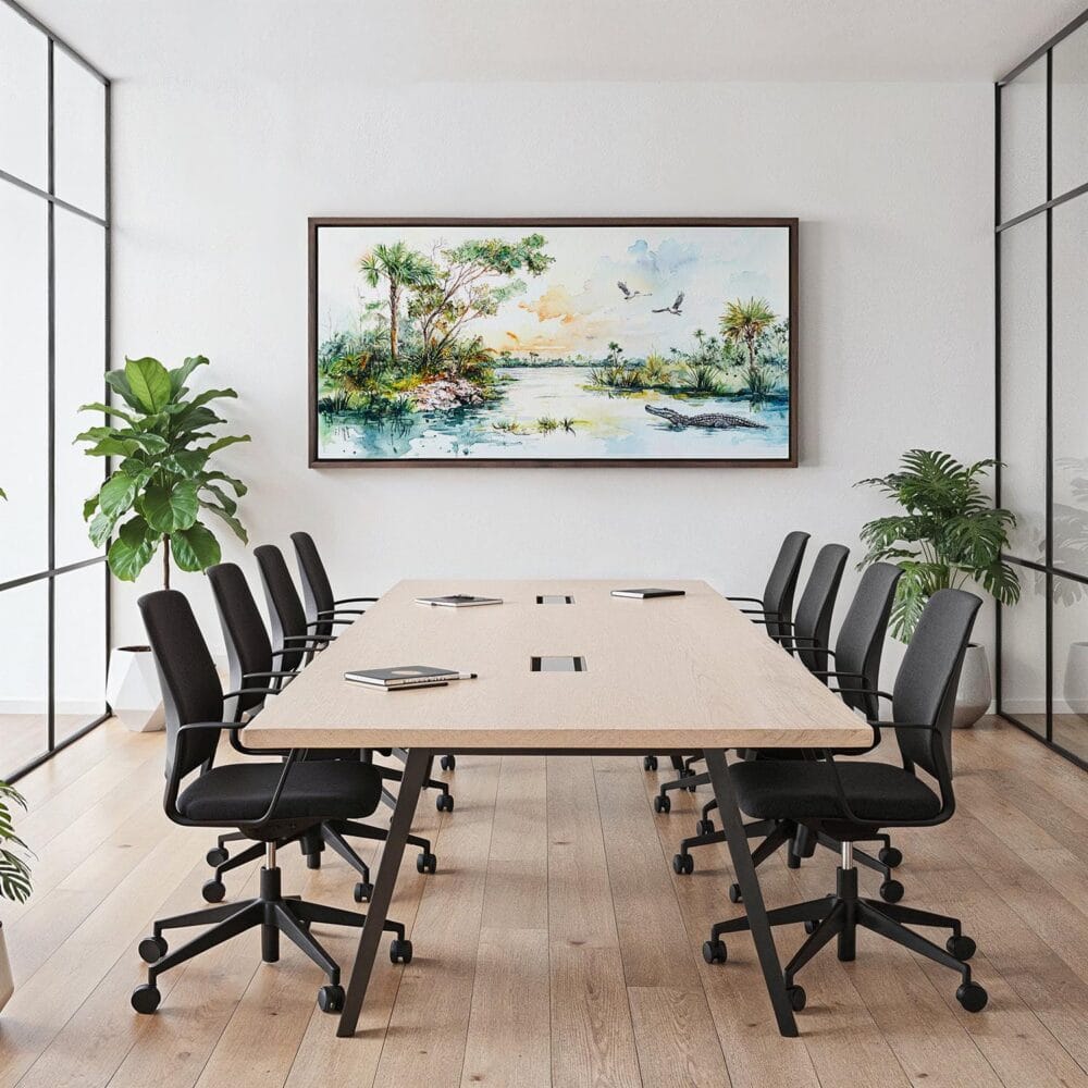 05 - Framed Everglades national park panorama watercolor Canvas Print - Office.jpg 05 - Framed Everglades national park panorama watercolor Canvas Print - Office.jpg