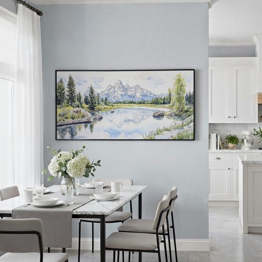 05 - Framed Grand Teton National Park Watercolor - Panorama Canvas Print - Coastal Kitchen.jpg 05 - Framed Grand Teton National Park Watercolor - Panorama Canvas Print - Coastal Kitchen.jpg