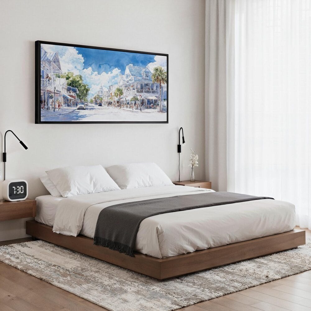05 - Framed Key West Florida Watercolor - Panorama Canvas Print - Bedroom.jpg 05 - Framed Key West Florida Watercolor - Panorama Canvas Print - Bedroom.jpg
