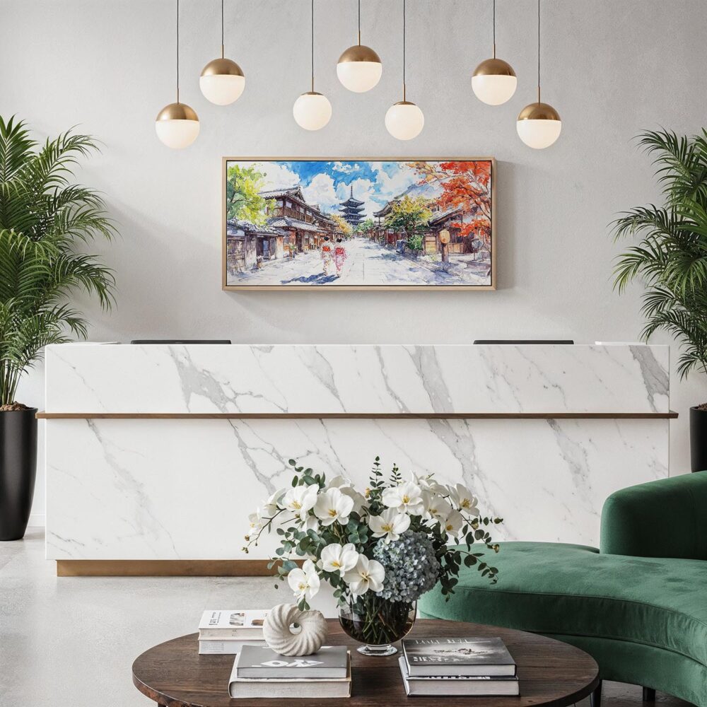 05 - Framed Kyoto Japan Watercolor - Panorama Canvas Print - Hotel Lobby.jpg 05 - Framed Kyoto Japan Watercolor - Panorama Canvas Print - Hotel Lobby.jpg