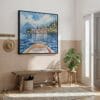 05 - Framed Lake Como Italy Square Watercolor Canvas Print - Hallway.jpg