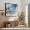 05 - Framed Los Angeles Beach Watercolor - Square Canvas Print - Hallway.jpg