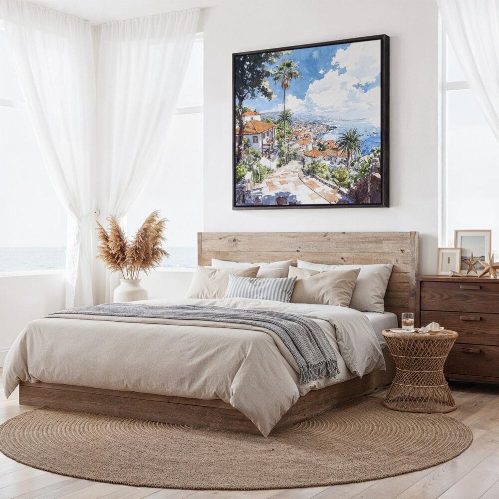05 - Framed Madeira Portugal Watercolor - Square Canvas Print - Bedroom.jpg 05 - Framed Madeira Portugal Watercolor - Square Canvas Print - Bedroom.jpg