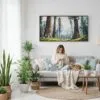 05 - Framed Sequoia National Park Panorama Watercolor Canvas Print - Woman Knitting on Sofa.jpg