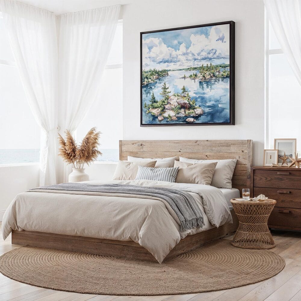 05 - Framed Voyageurs National Park Watercolor - Square Canvas Print - Bedroom.jpg 05 - Framed Voyageurs National Park Watercolor - Square Canvas Print - Bedroom.jpg