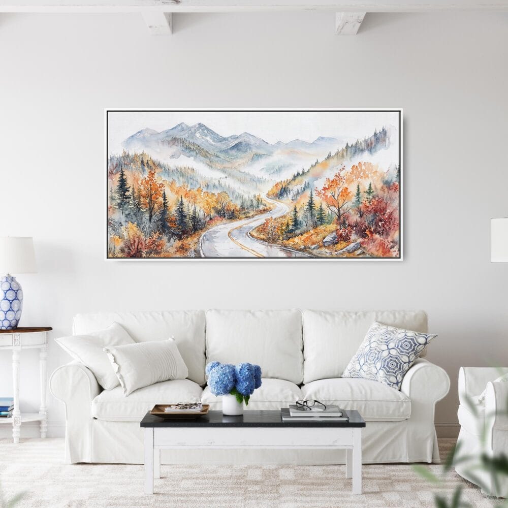 05 - Framed White Mountains New Hempshire Watercolor - Panorama Canvas Print - Coastal Living Room.jpg 05 - Framed White Mountains New Hempshire Watercolor - Panorama Canvas Print - Coastal Living Room.jpg