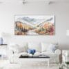 05 - Framed White Mountains New Hempshire Watercolor - Panorama Canvas Print - Coastal Living Room.jpg