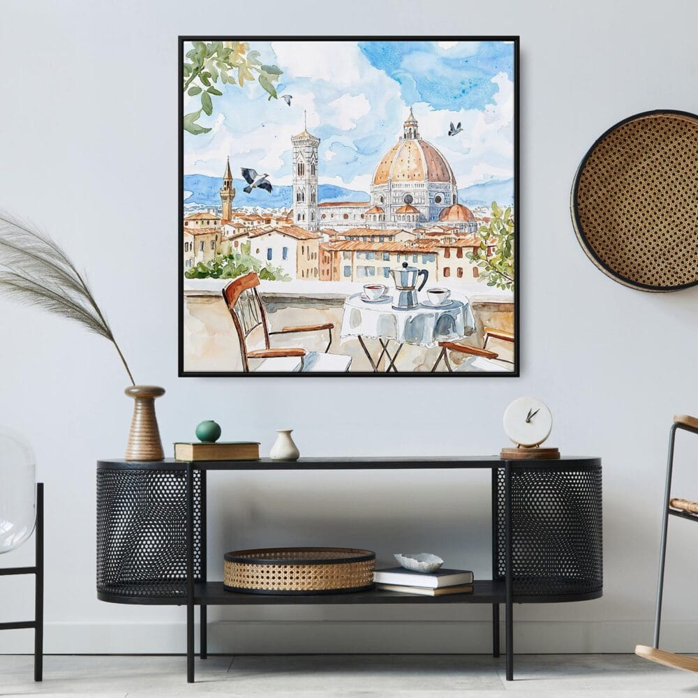 05 - Large Florence Cathedral Watercolor - Square Canvas Print in Midcentury Corner.jpg 05 - Large Florence Cathedral Watercolor - Square Canvas Print in Midcentury Corner.jpg