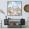 05 - Large Florence Cathedral Watercolor - Square Canvas Print in Midcentury Corner.jpg