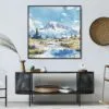 05 - Large Mount Rainier National Park Watercolor Style - Square Canvas Print in Midcentury Corner.jpg