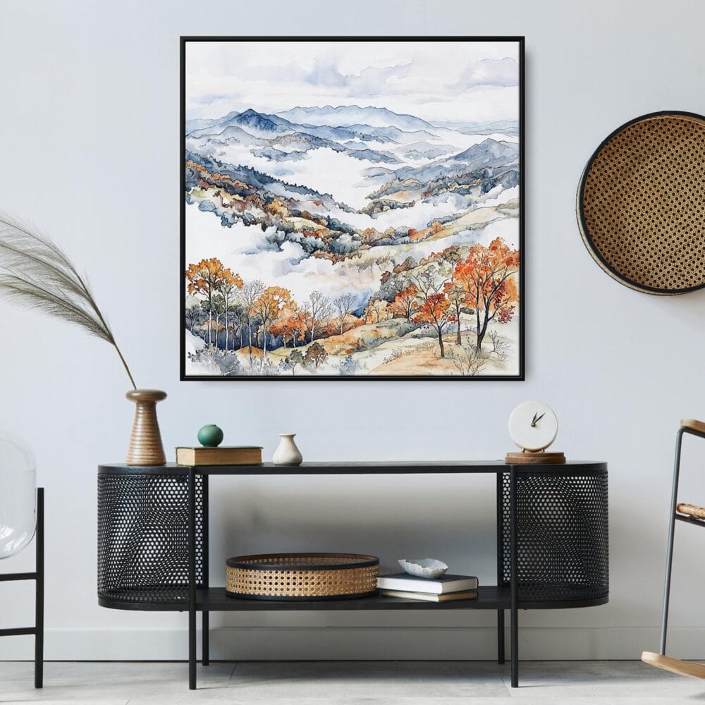 05 - Large Shenandoah National Park Watercolor Style - Square Canvas Print in Midcentury Corner.jpg 05 - Large Shenandoah National Park Watercolor Style - Square Canvas Print in Midcentury Corner.jpg