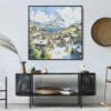 05 - Large Zermatt Switzerland Watercolor - Square Canvas Print in Midcentury Corner.jpg
