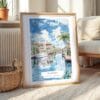 06 - Florida Watercolor Art Print with Natural Wood Frame on floor.jpg