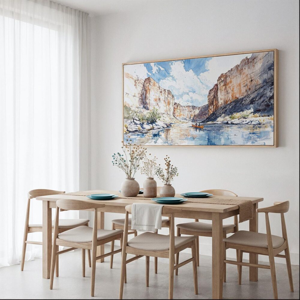 06 - Framed Big Bend National Park Watercolor - Panorama Canvas Print - Dining Table.jpg 06 - Framed Big Bend National Park Watercolor - Panorama Canvas Print - Dining Table.jpg